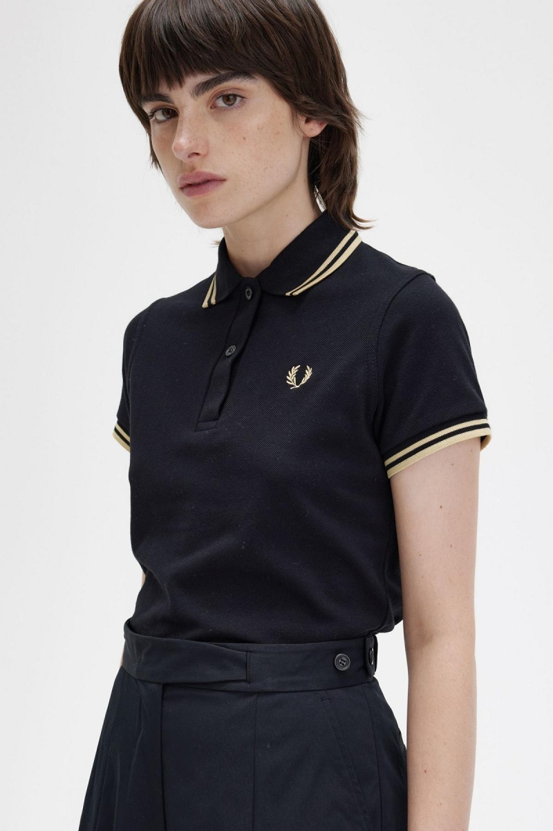 Fred Perry G12 Fred Perry Shirt Dame Svarte | NOQCS43025