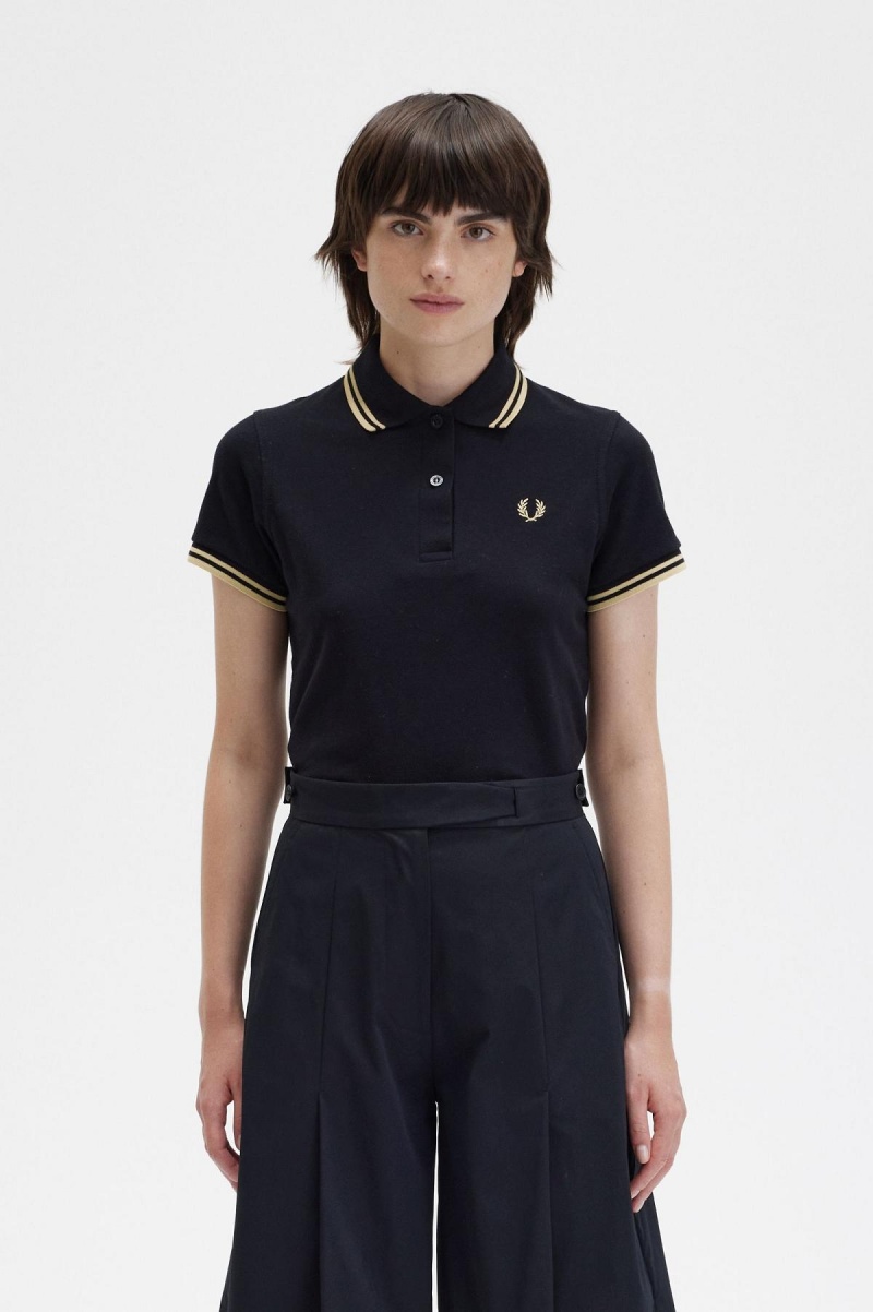 Fred Perry G12 Fred Perry Shirt Dame Svarte | NOQCS43025