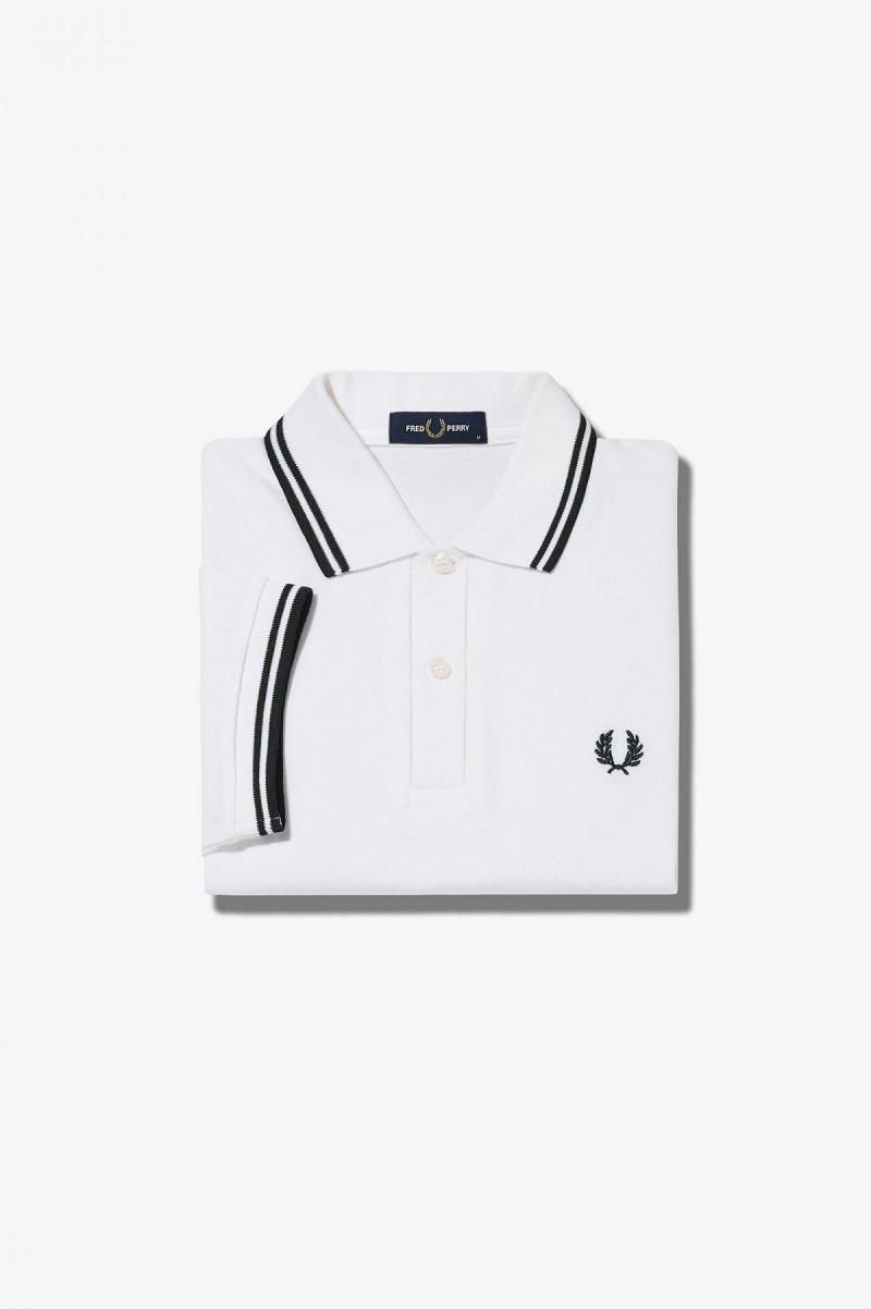 Fred Perry G3600 Fred Perry Shirt Dame Hvite Svarte Svarte | NOCIF90338