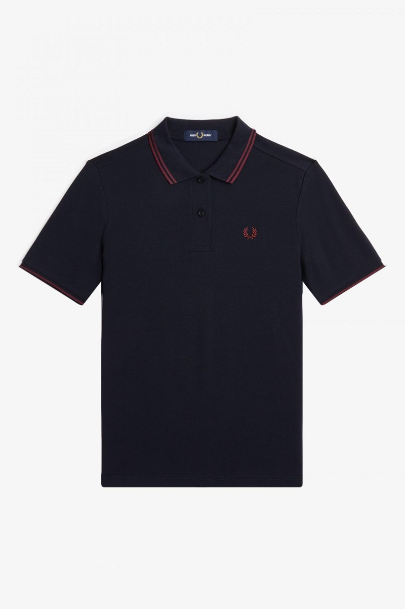 Fred Perry G3600 Fred Perry Shirt Dame Marineblå | FNOUI47645