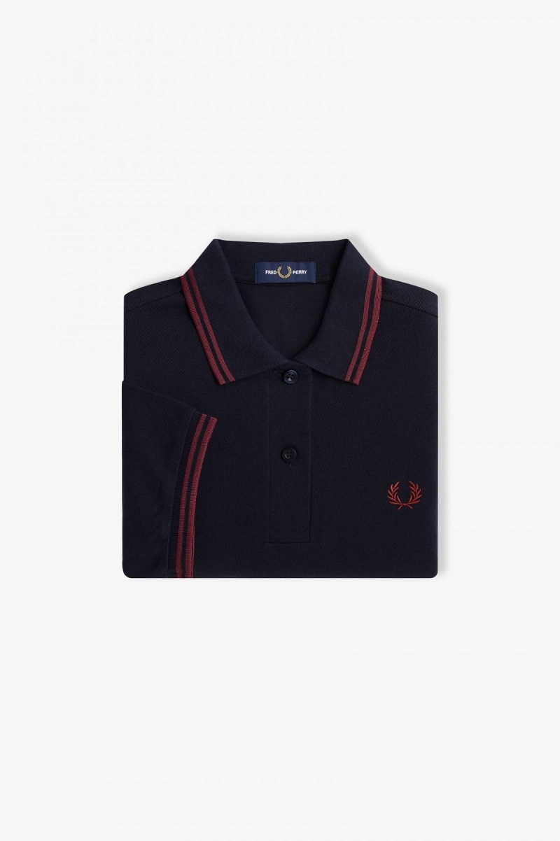 Fred Perry G3600 Fred Perry Shirt Dame Marineblå | FNOUI47645