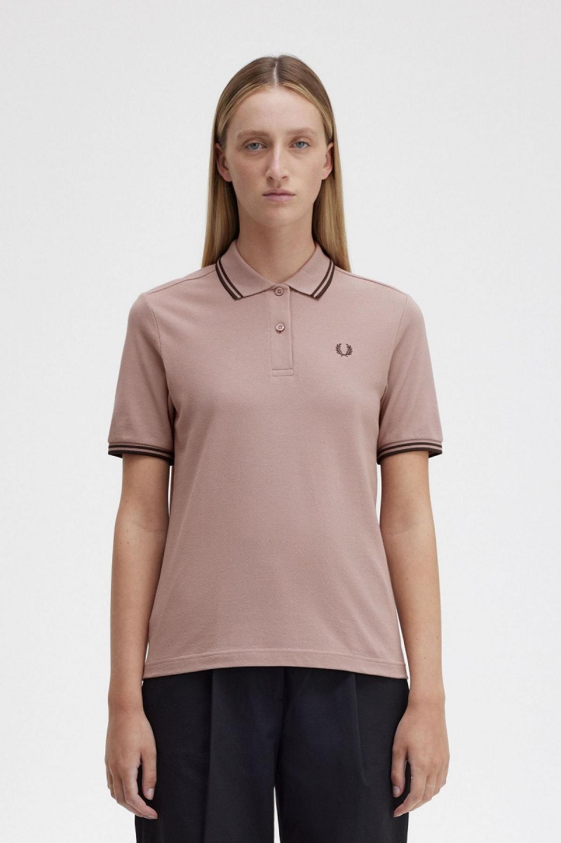 Fred Perry G3600 Fred Perry Shirt Dame Mørke Rosa | YNOVQ30094