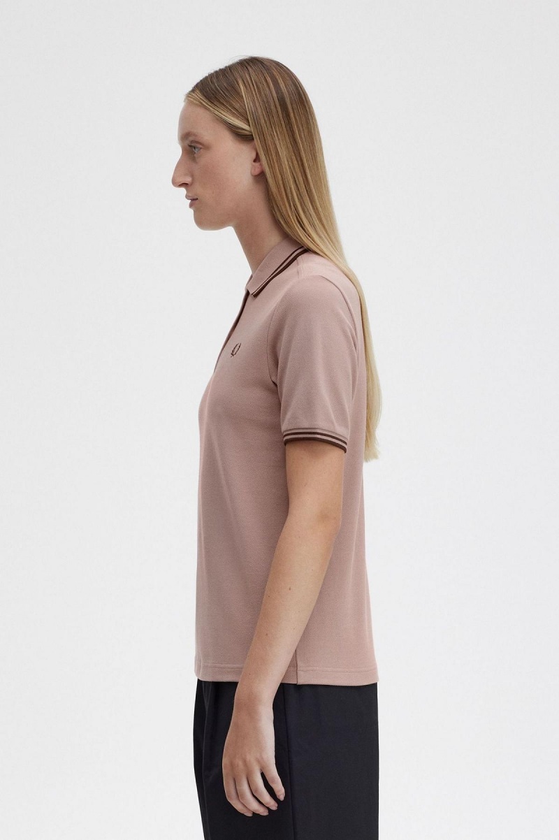 Fred Perry G3600 Fred Perry Shirt Dame Mørke Rosa | YNOVQ30094