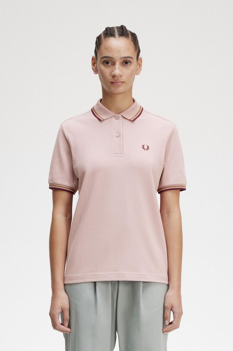 Fred Perry G3600 Fred Perry Shirt Dame Rosa Rosa | QNOWA11837