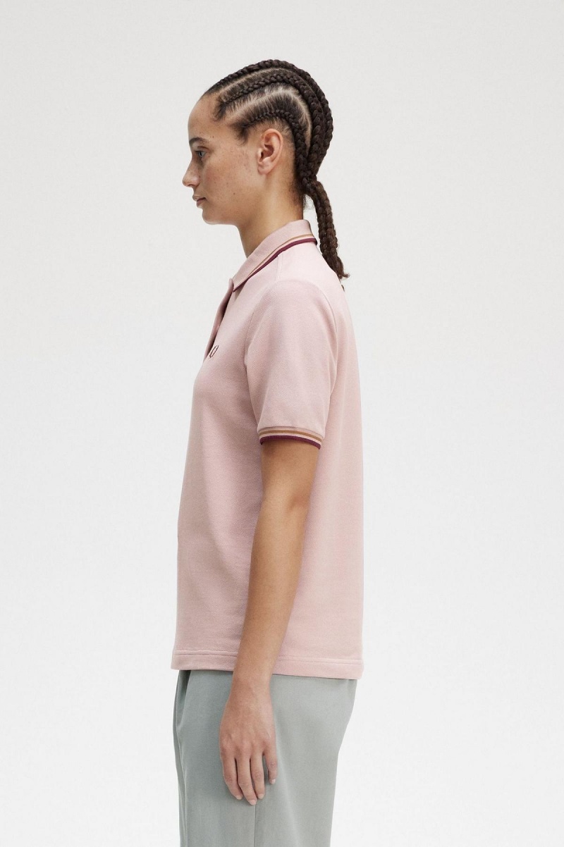 Fred Perry G3600 Fred Perry Shirt Dame Rosa Rosa | QNOWA11837