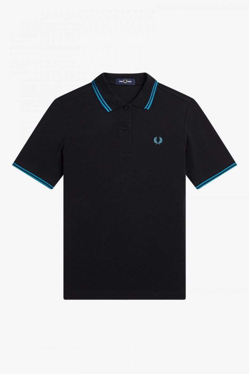 Fred Perry G3600 Fred Perry Shirt Dame Svarte Blå Blå | FNOHY67731