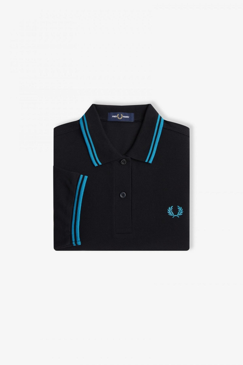 Fred Perry G3600 Fred Perry Shirt Dame Svarte Blå Blå | FNOHY67731