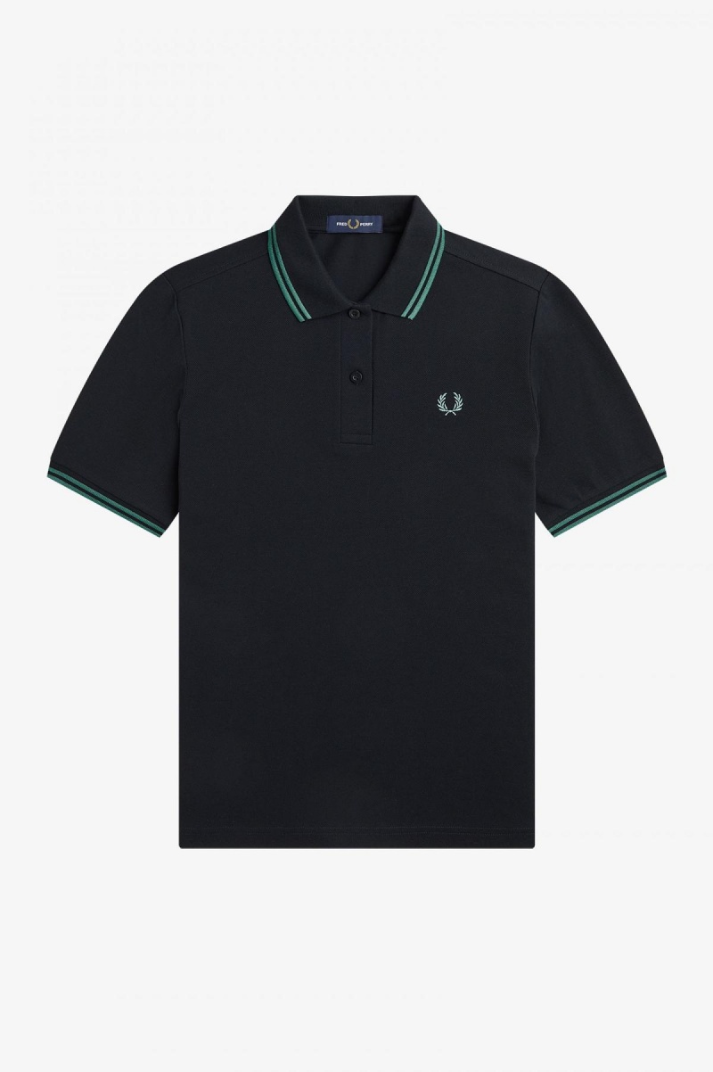 Fred Perry G3600 Fred Perry Shirt Dame Svarte Dyp Mint Dyp Mint | PNOQX77842