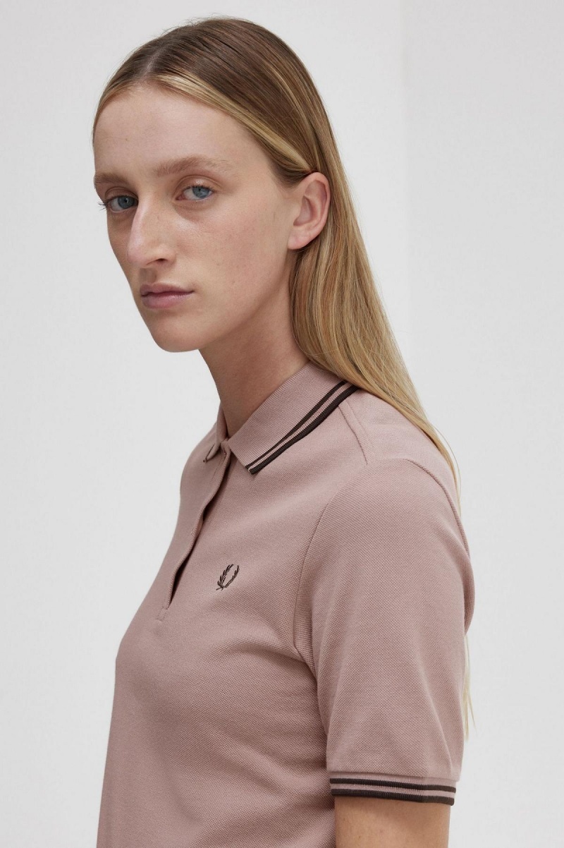 Fred Perry G3600 T-skjorte Dame Mørke Rosa | NOZDE81137