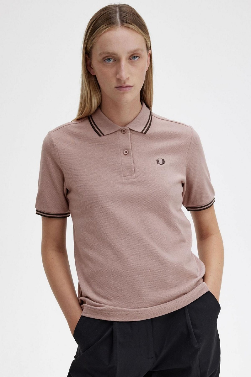 Fred Perry G3600 T-skjorte Dame Mørke Rosa | NOZDE81137