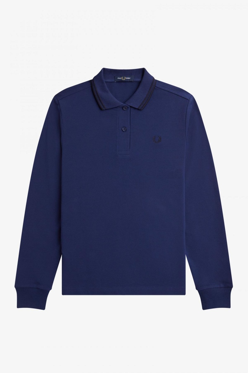 Fred Perry G3636 Fred Perry Shirt Dame Marineblå Svarte Svarte | NOICD97960