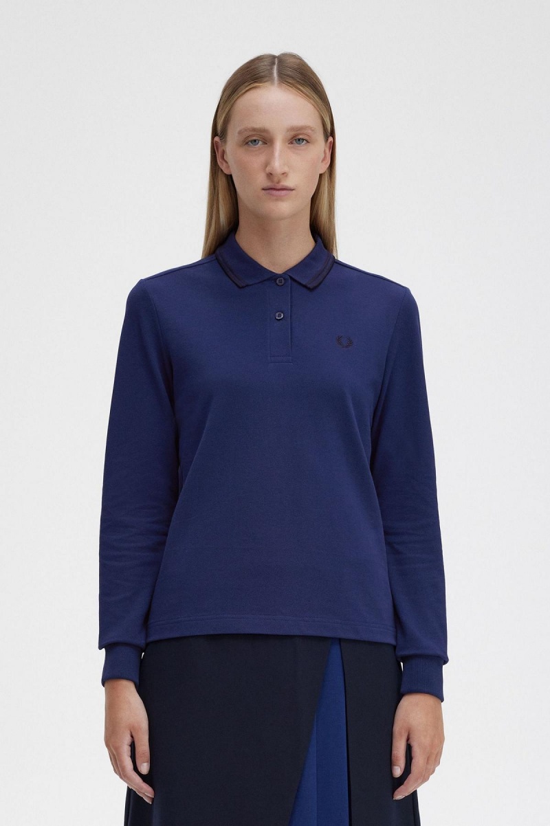 Fred Perry G3636 Fred Perry Shirt Dame Marineblå Svarte Svarte | NOICD97960