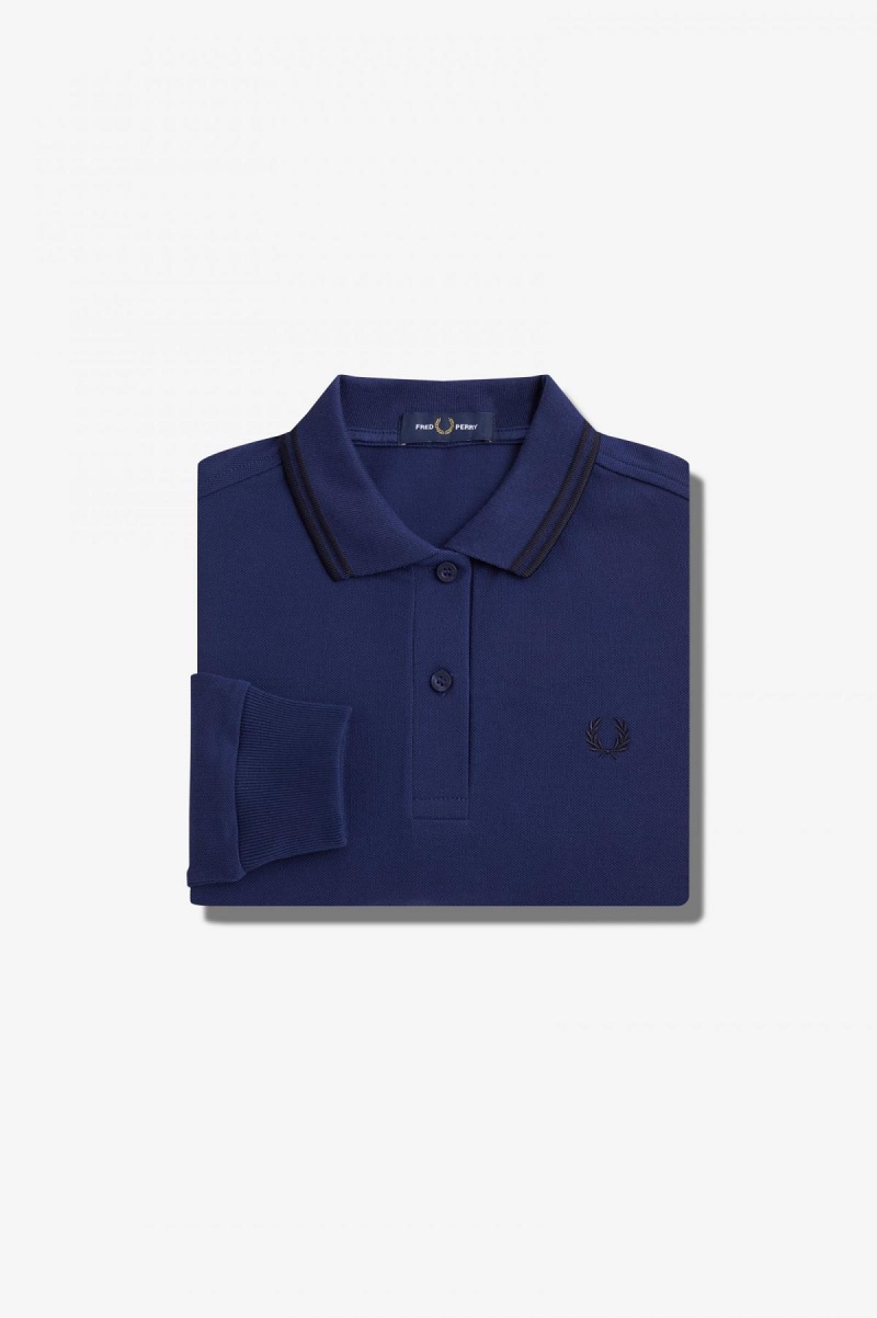 Fred Perry G3636 Fred Perry Shirt Dame Marineblå Svarte Svarte | NOICD97960