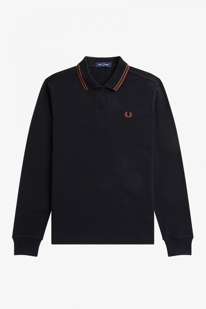 Fred Perry G3636 Fred Perry Shirt Dame Svarte Brune Brune | NOZDE12909