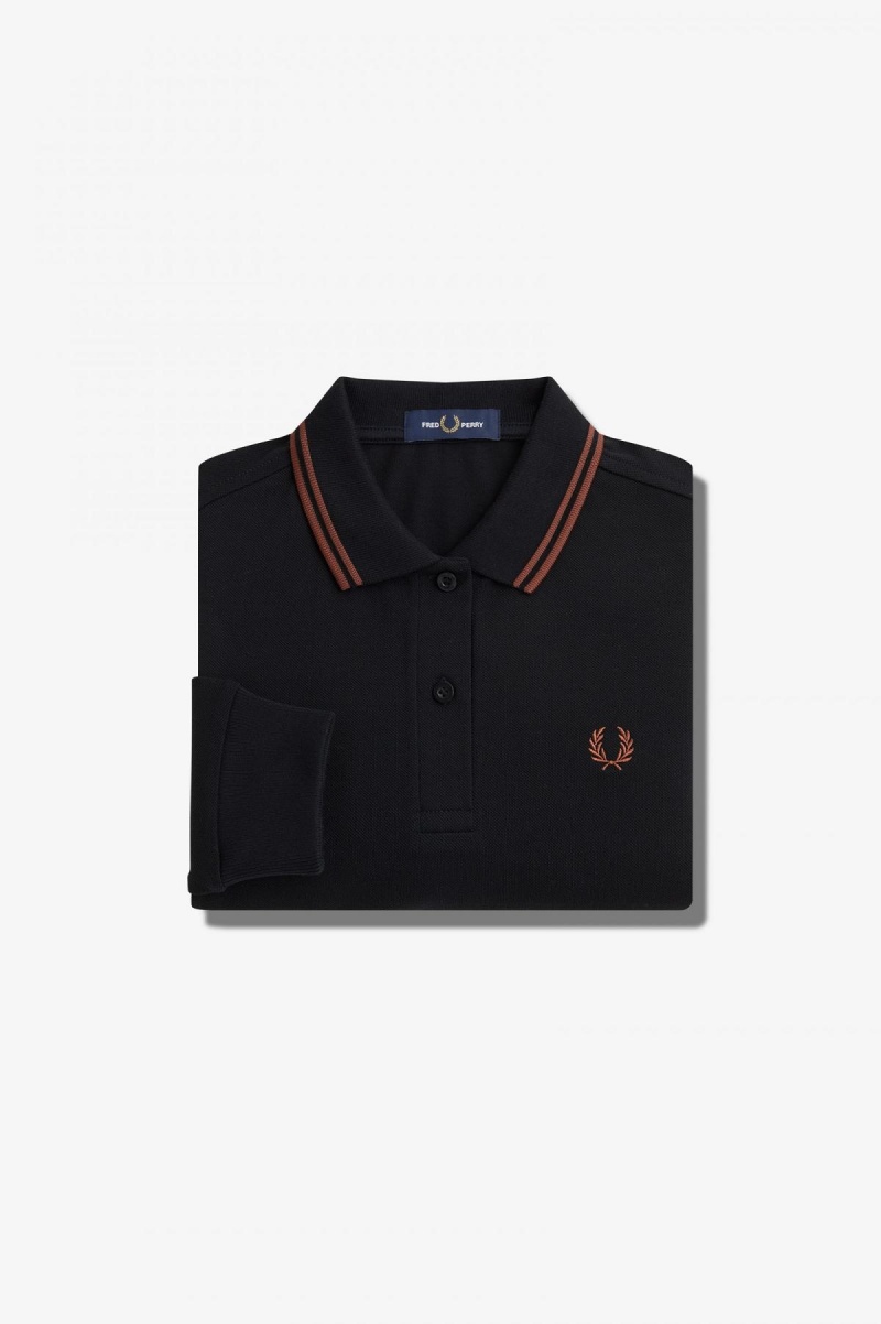 Fred Perry G3636 Fred Perry Shirt Dame Svarte Brune Brune | NOZDE12909