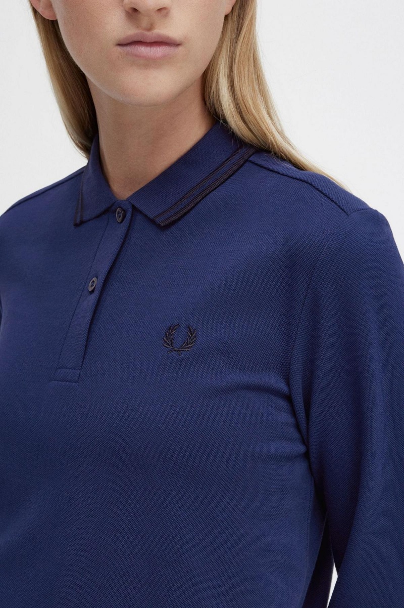 Fred Perry G3636 T-skjorte Dame Marineblå Svarte Svarte | FNOUI65650