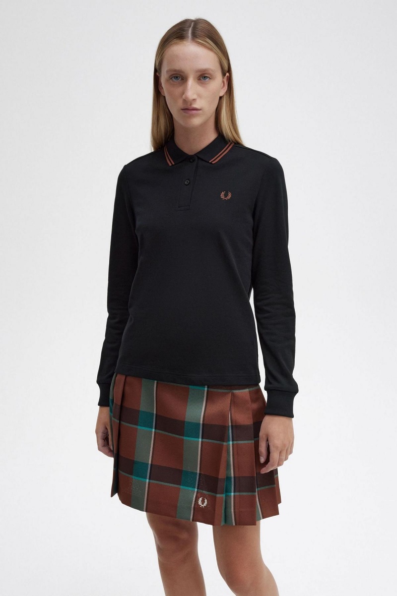 Fred Perry G3636 T-skjorte Dame Svarte Brune Brune | XNOBH28974