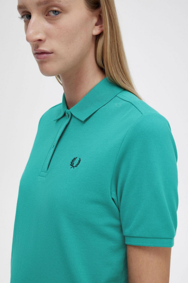 Fred Perry G6000 T-skjorte Dame Dyp Mint Svarte | NODFL57219