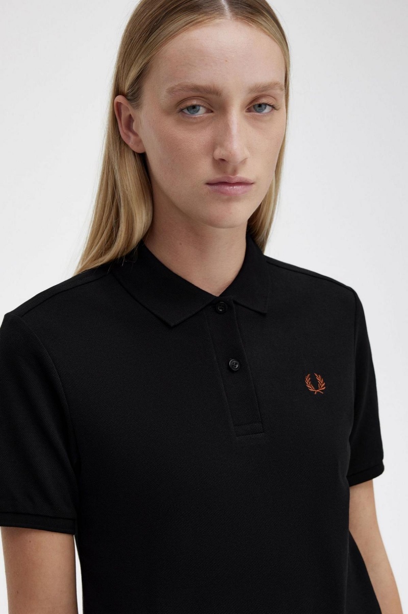 Fred Perry G6000 T-skjorte Dame Svarte Brune | NONEJ48260