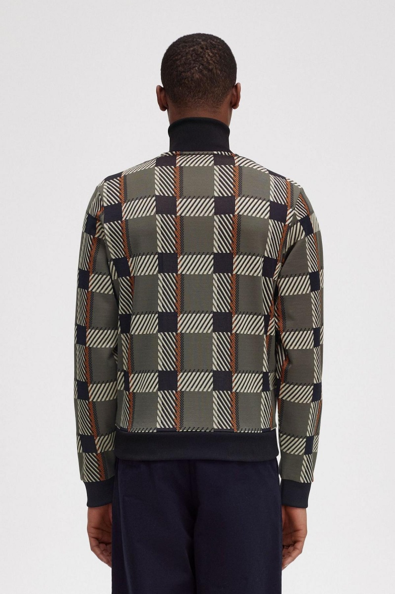 Fred Perry Glitch Tartan Treningsjakke Herre Grønn | XNOGW27114