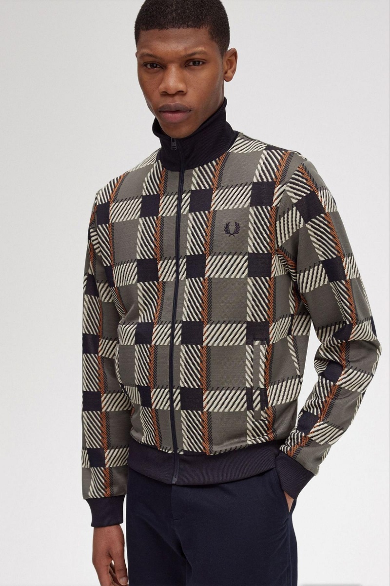 Fred Perry Glitch Tartan Treningsjakke Herre Grønn | XNOGW27114