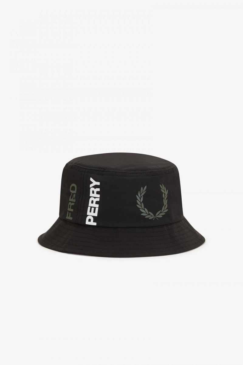 Fred Perry Grafiske Branding Bucket Hatt Accessories Svarte | NONZX14999