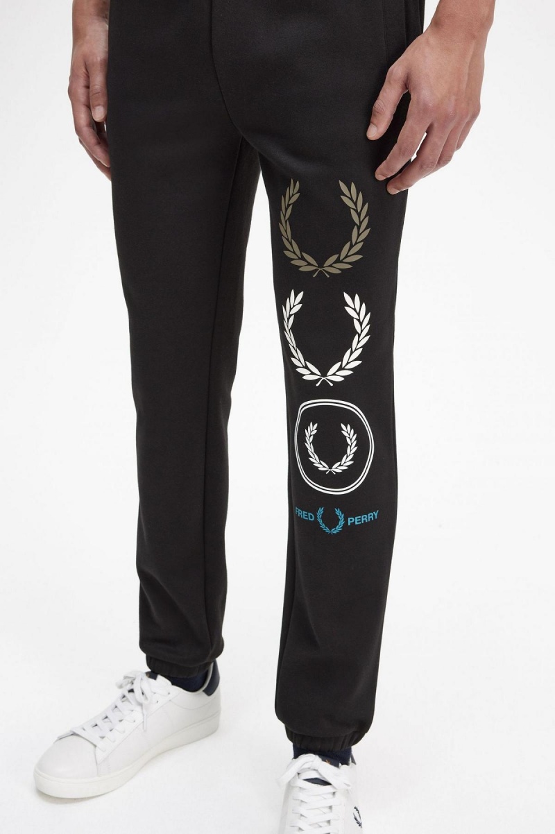 Fred Perry Grafiske Branding Sweatpants Treningsdress Herre Svarte | SNOVO76136