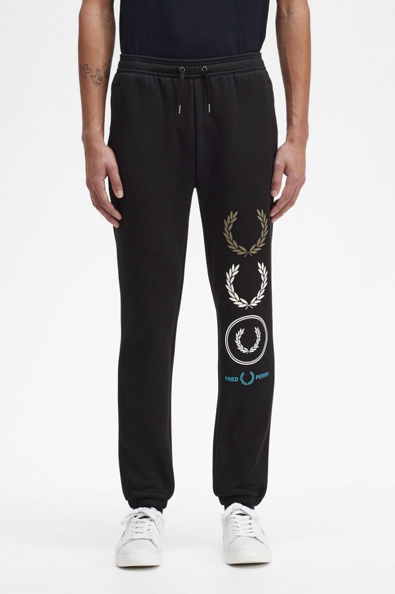 Fred Perry Grafiske Branding Sweatpants Treningsdress Herre Svarte | SNOVO76136