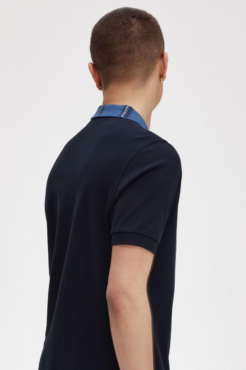 Fred Perry Grafiske Collar Polo Shirt Polo T Skjorte Herre Marineblå | BNOSD33569