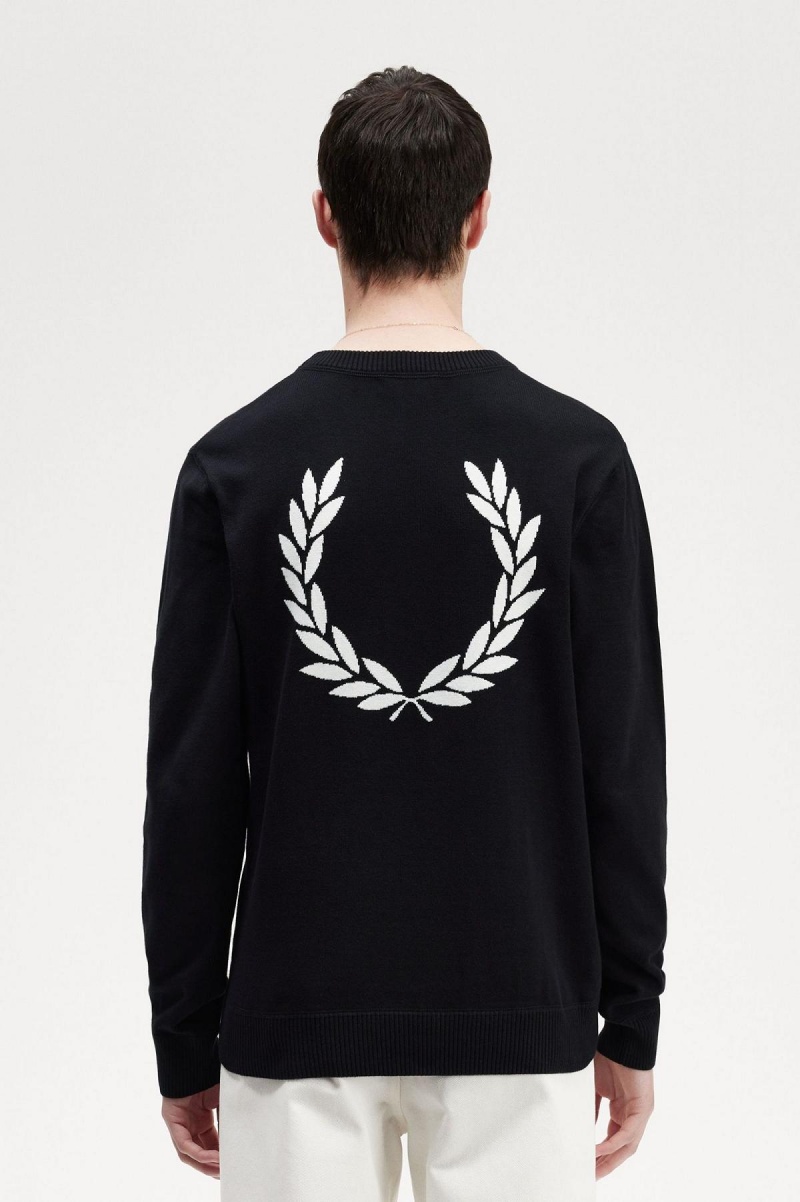 Fred Perry Grafiske Laurel Wreath Jumper Strikkevarer Herre Svarte | QNOUV93444