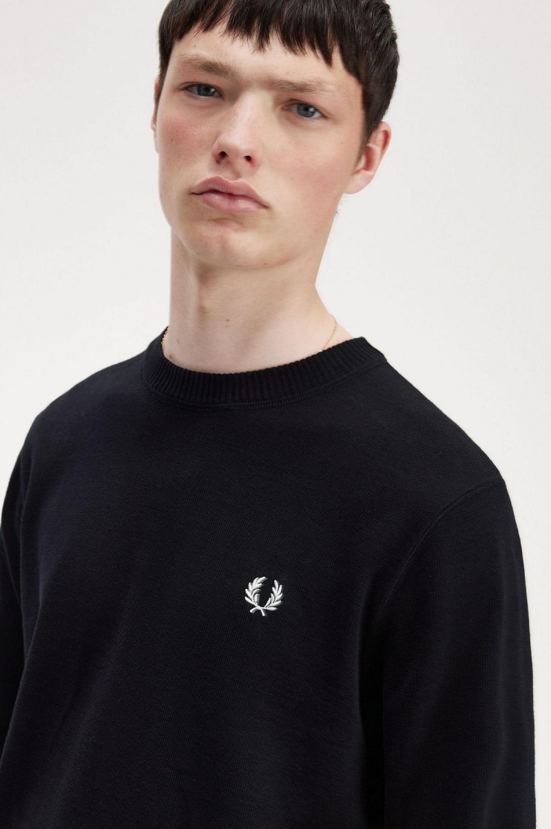 Fred Perry Grafiske Laurel Wreath Jumper Strikkevarer Herre Svarte | QNOUV93444