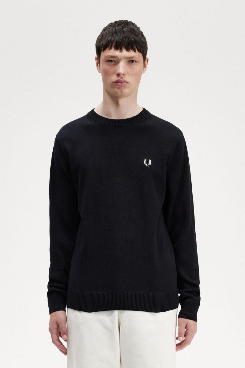 Fred Perry Grafiske Laurel Wreath Jumper Strikkevarer Herre Svarte | QNOUV93444