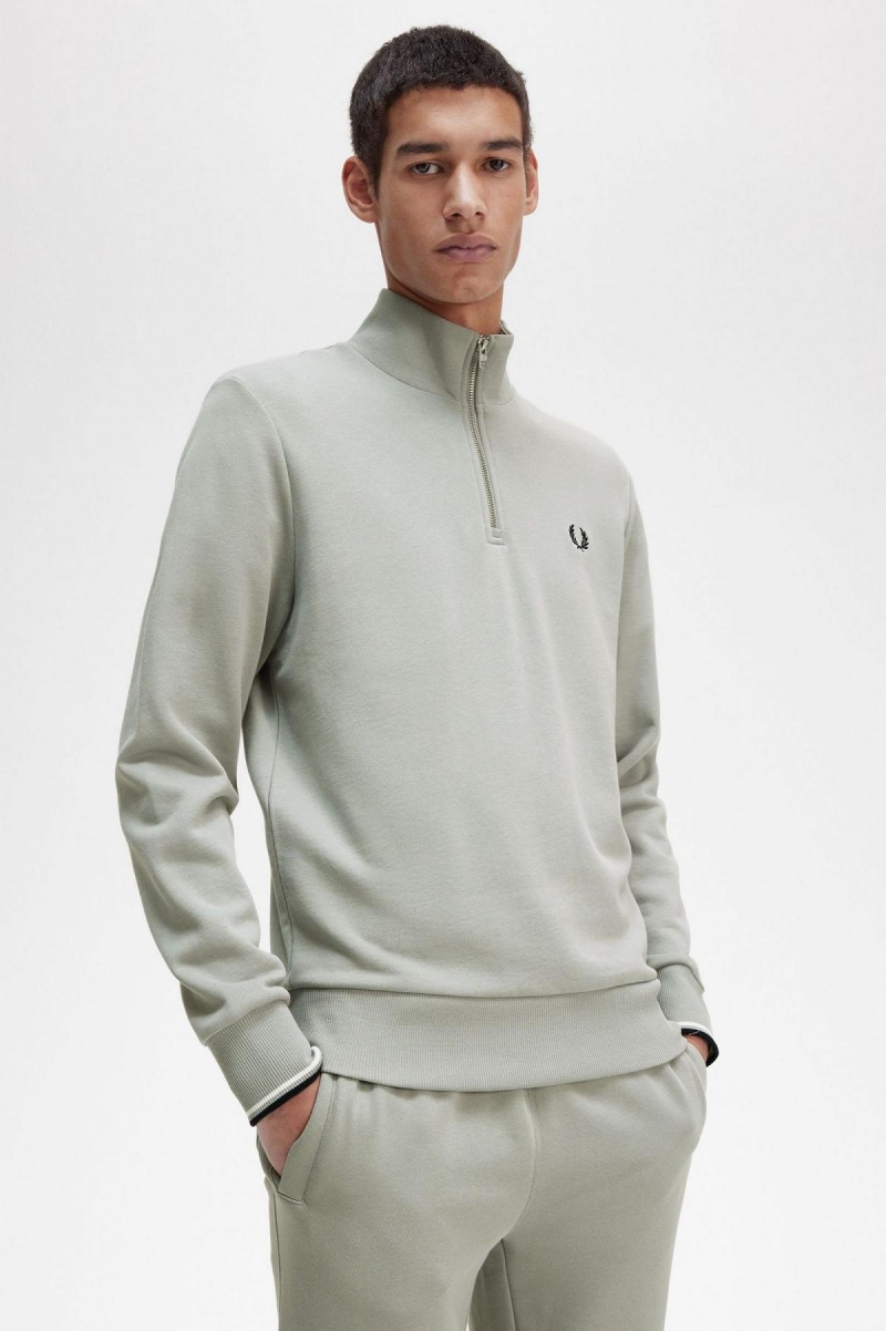 Fred Perry Half Zip Gensere Herre Limestone | NOZPD16175