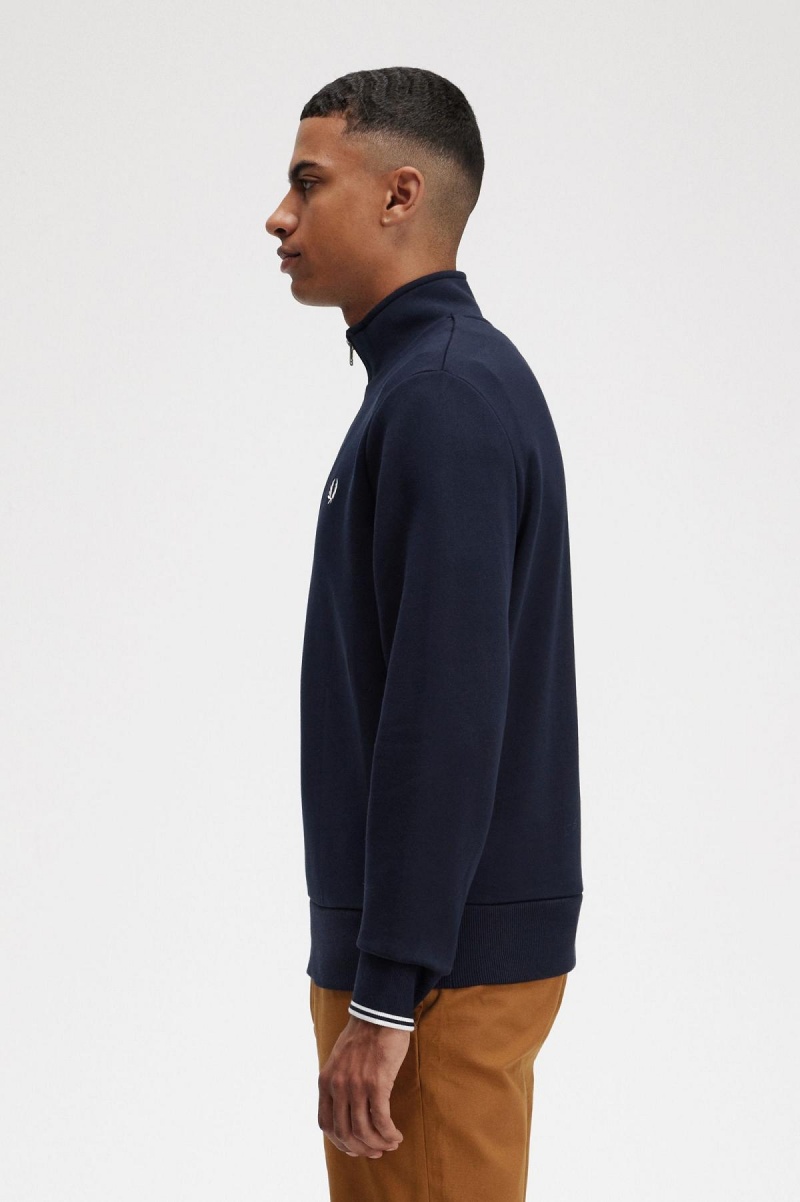 Fred Perry Half Zip Gensere Herre Marineblå | ANOWC14987