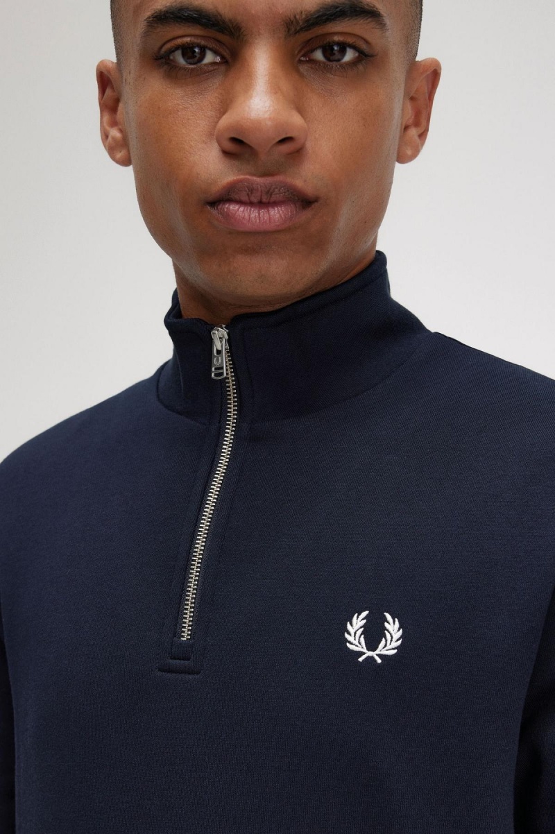 Fred Perry Half Zip Gensere Herre Marineblå | ANOWC14987