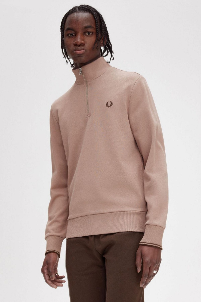 Fred Perry Half Zip Gensere Herre Mørke Rosa | SNONY96928