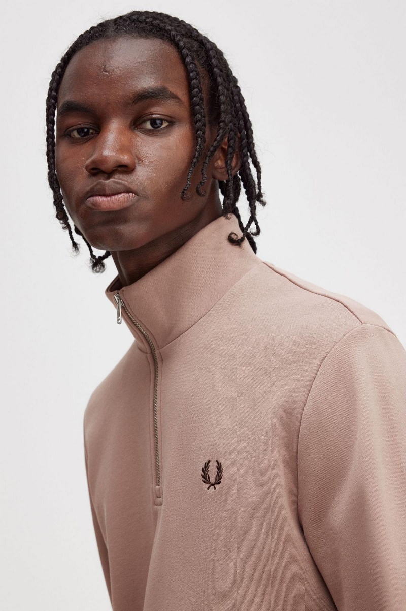 Fred Perry Half Zip Gensere Herre Mørke Rosa | SNONY96928