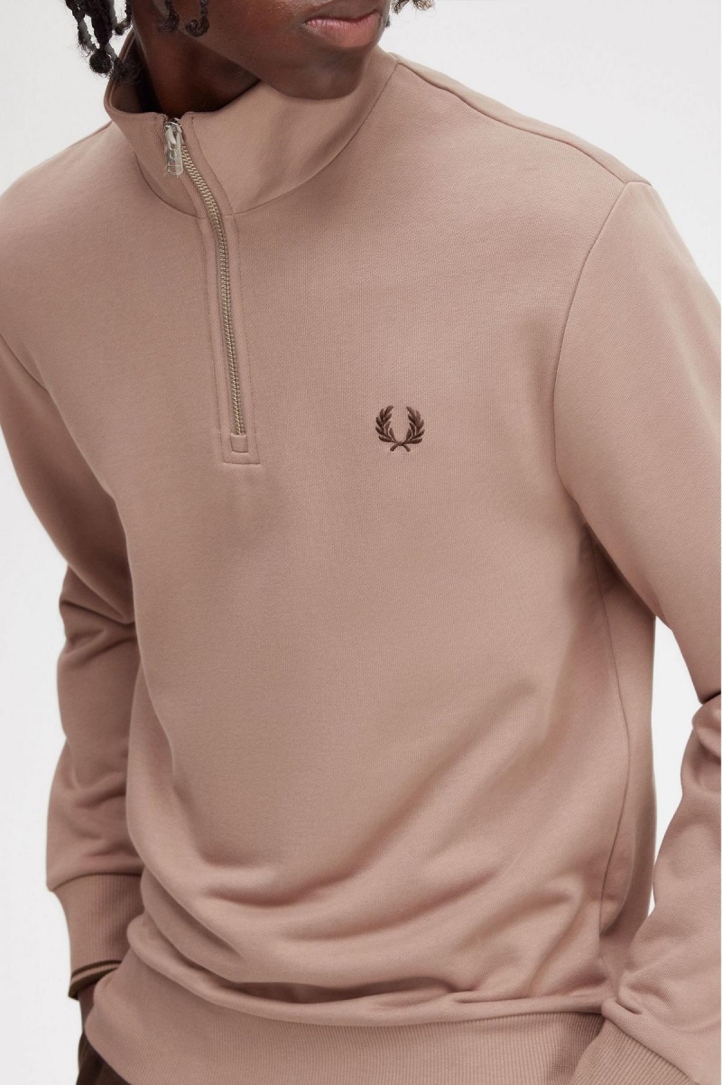 Fred Perry Half Zip Gensere Herre Mørke Rosa | SNONY96928