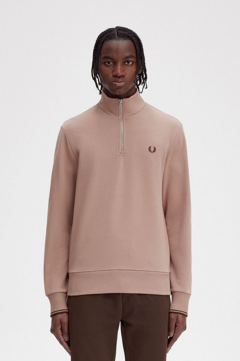 Fred Perry Half Zip Gensere Herre Mørke Rosa | SNONY96928