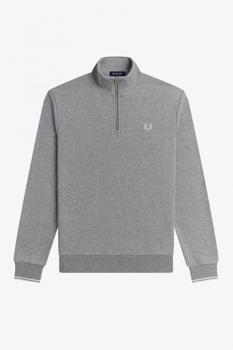 Fred Perry Half Zip Gensere Herre Steel Marl | QNOUV31056