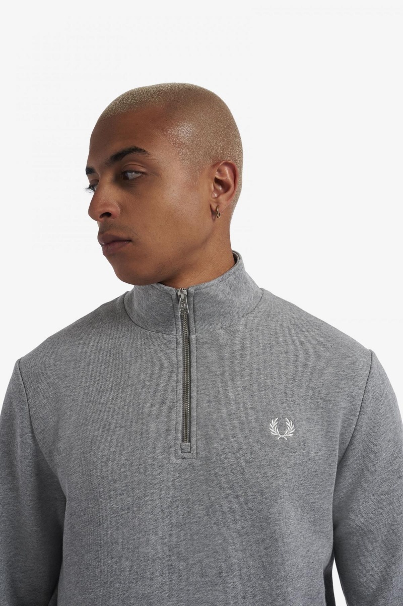 Fred Perry Half Zip Gensere Herre Steel Marl | QNOUV31056