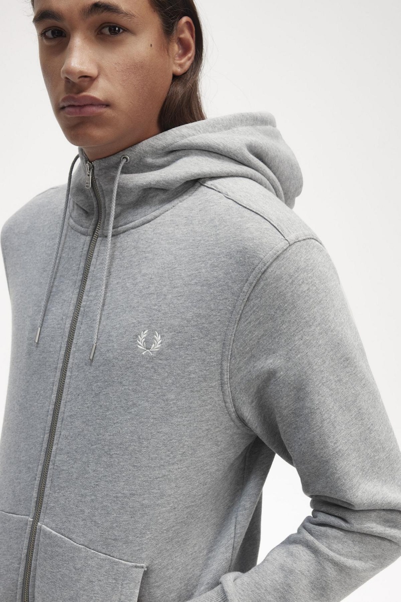 Fred Perry Hette Zip Through Gensere Herre Steel Marl | GNOEC24574