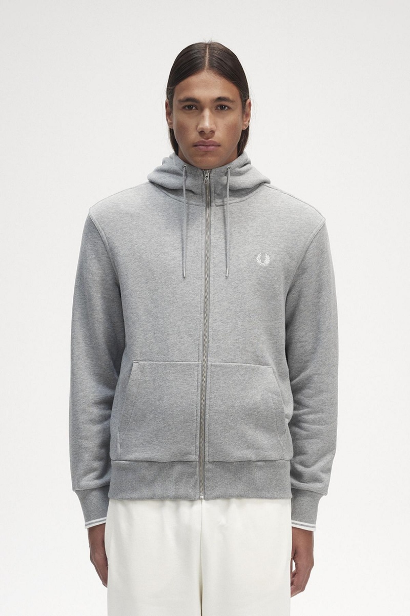 Fred Perry Hette Zip Through Gensere Herre Steel Marl | GNOEC24574