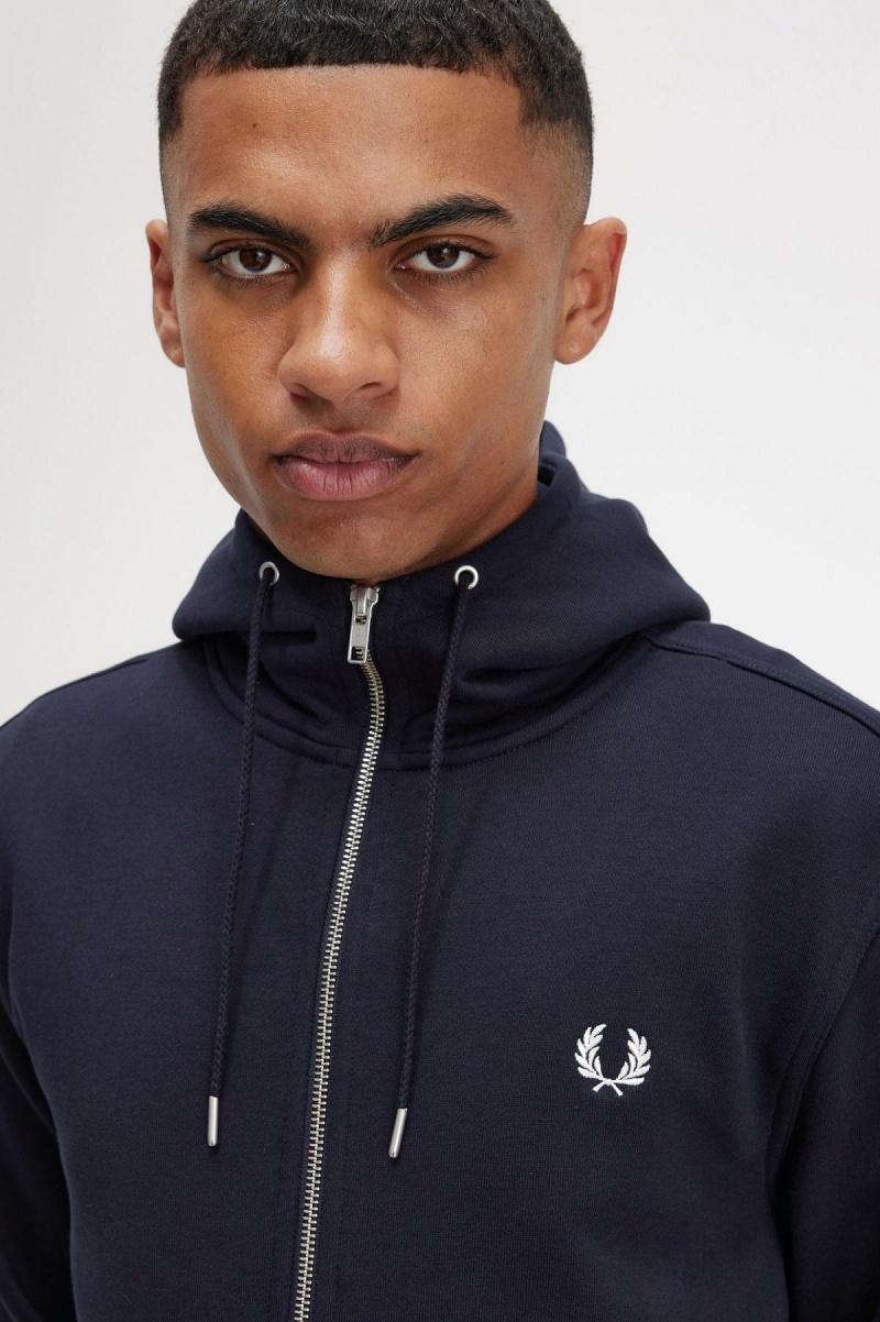 Fred Perry Hette Zip Through Gensere Herre Marineblå | NOCIF63679