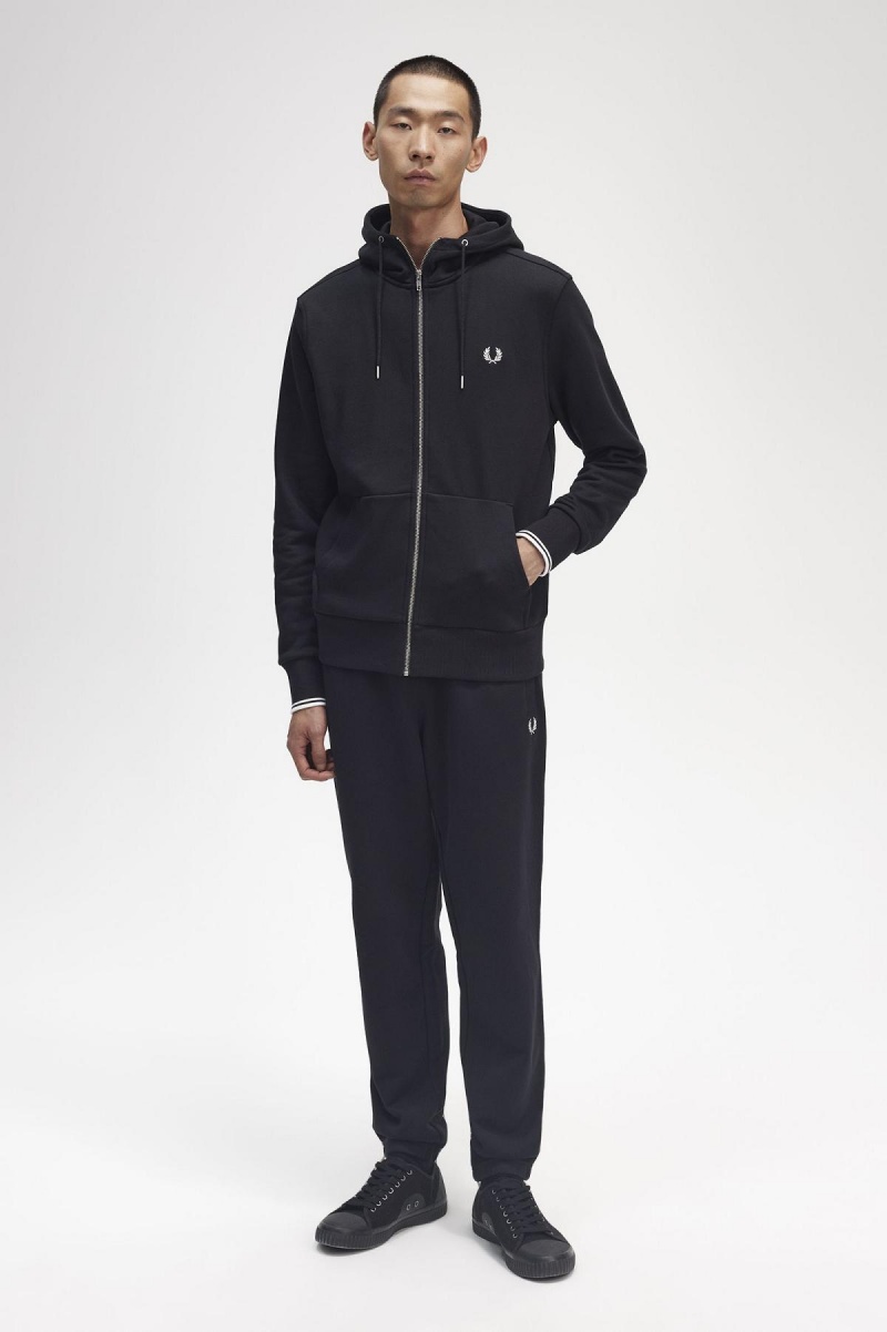 Fred Perry Hette Zip Through Gensere Herre Svarte | TNOPQ11918