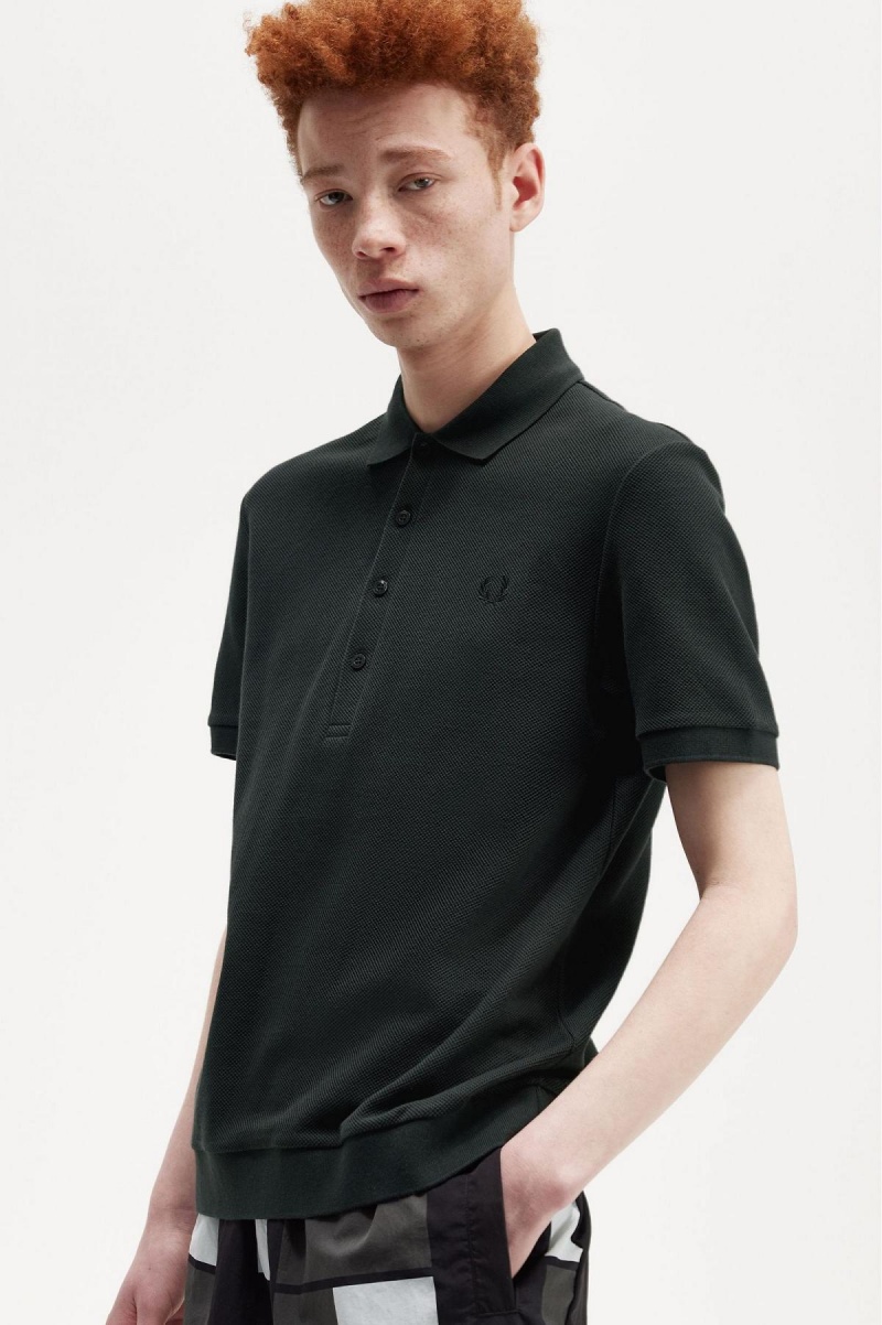 Fred Perry Honeycomb Bomull Polo Shirt Polo T Skjorte Herre Grønn | TNOWZ49388