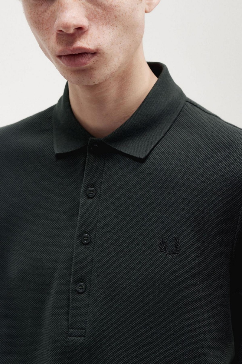 Fred Perry Honeycomb Bomull Polo Shirt Polo T Skjorte Herre Grønn | TNOWZ49388