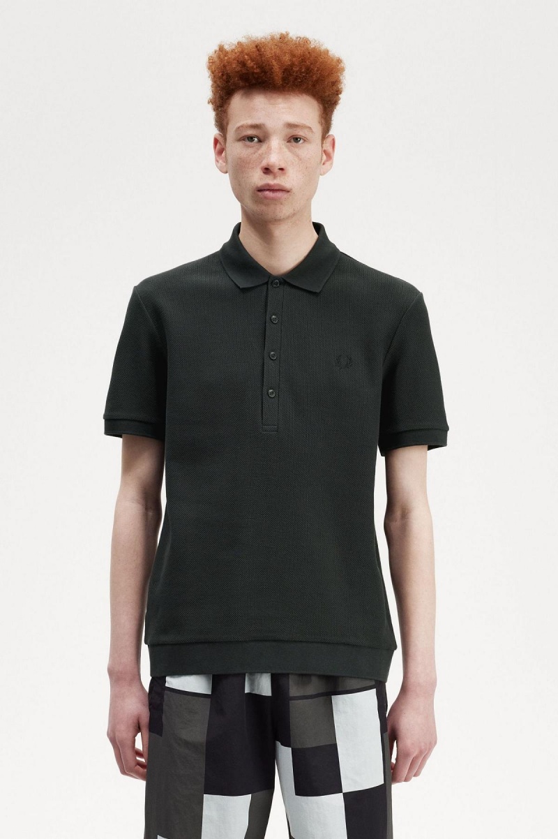 Fred Perry Honeycomb Bomull Polo Shirt Polo T Skjorte Herre Grønn | TNOWZ49388