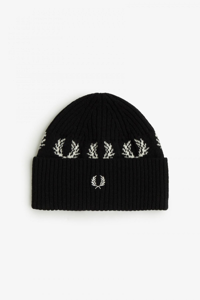 Fred Perry Laurel Wreath Lambswool Beanie Accessories Svarte Hvite | TNOPQ13972