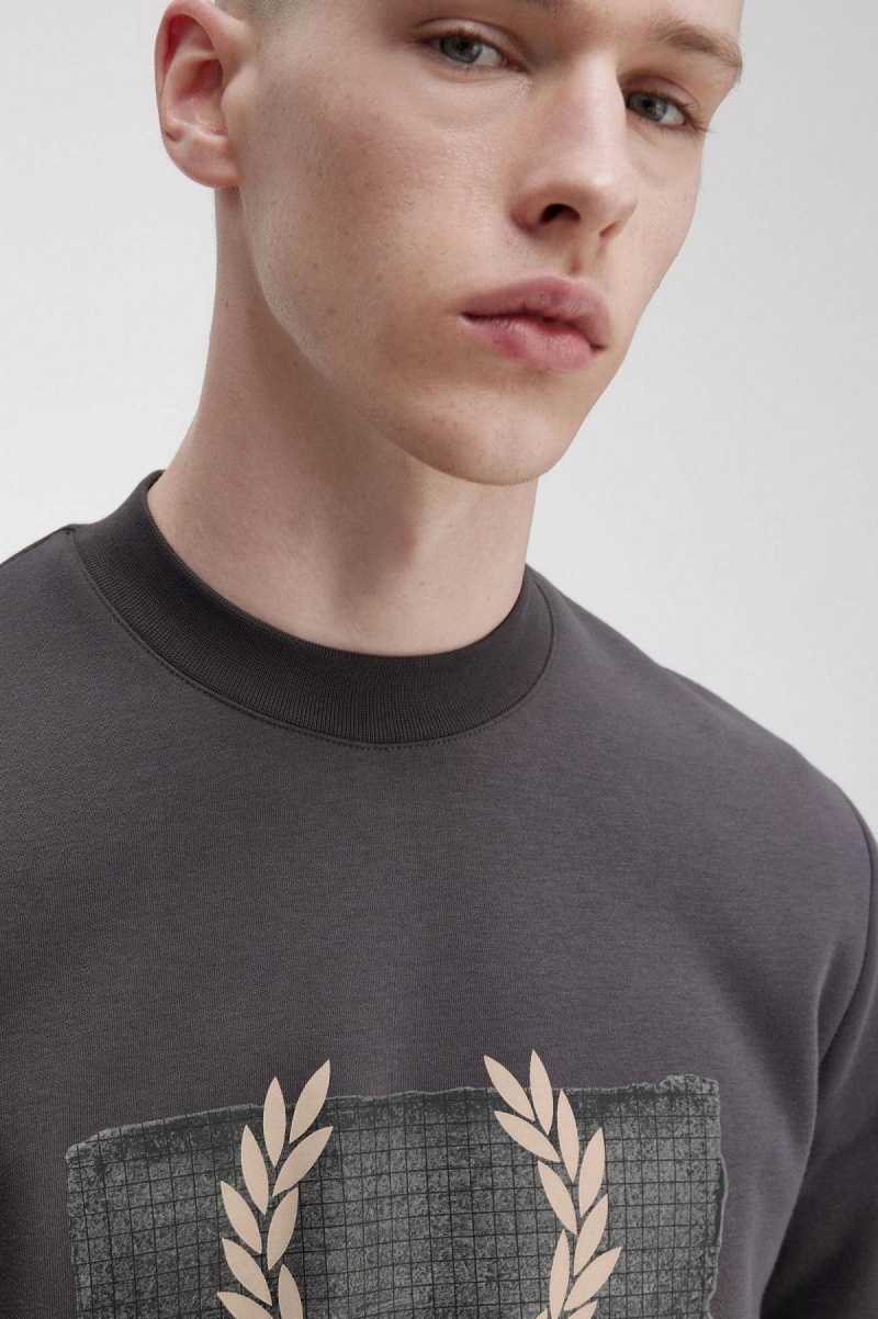 Fred Perry Layered Grafiske Gensere Herre Gunmetal | MNOFT80873